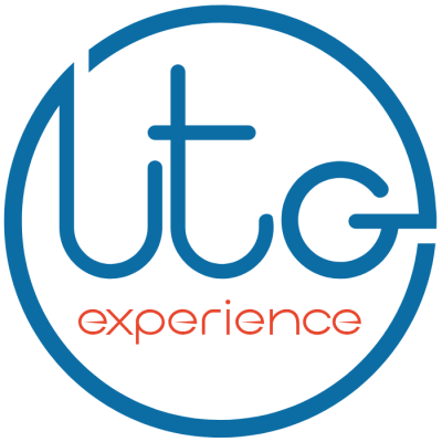 Logo with blue 'ltg' and red 'experience' inside a blue circle.